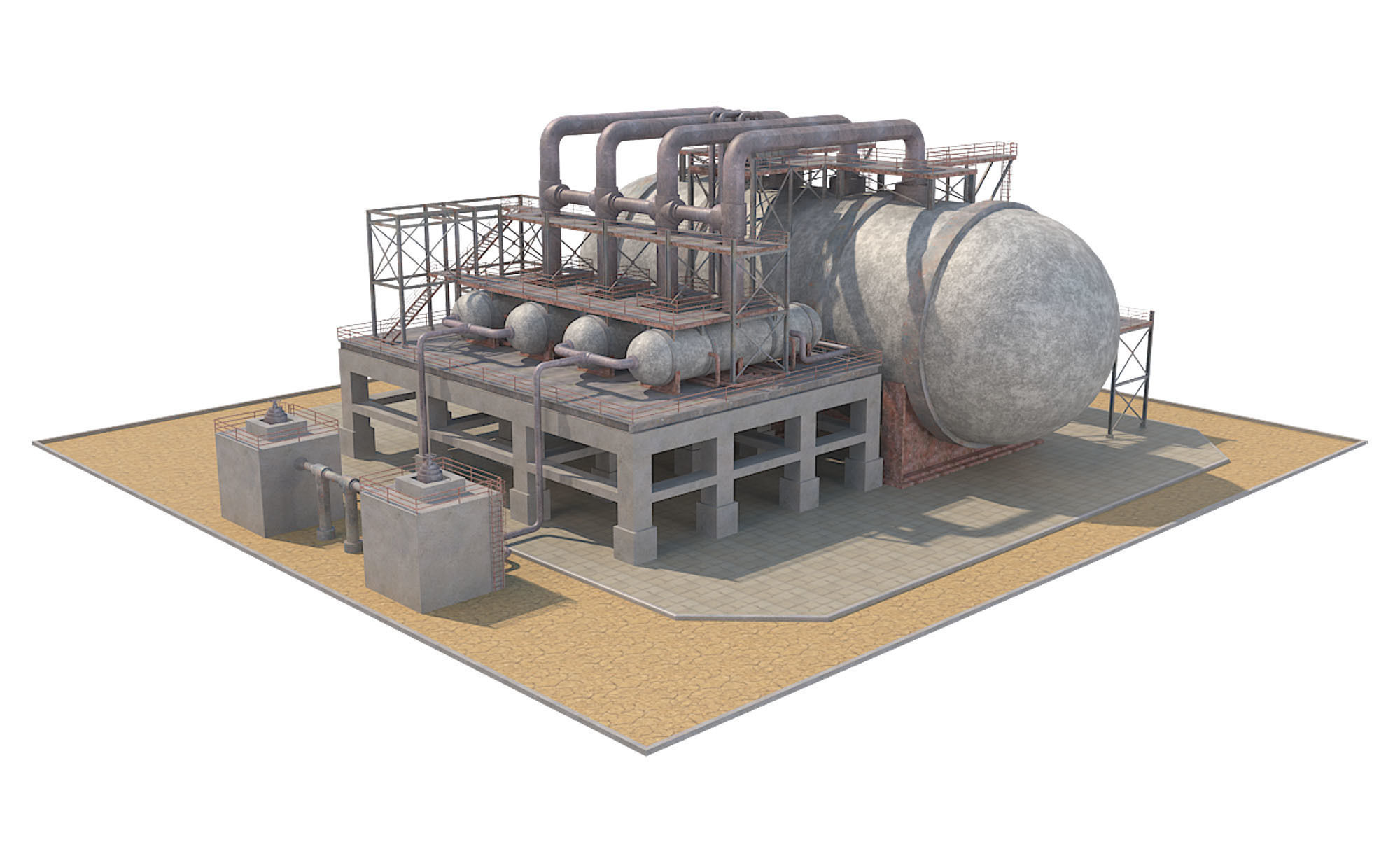 Industrial Silo 02 Low-poly 3D model_3