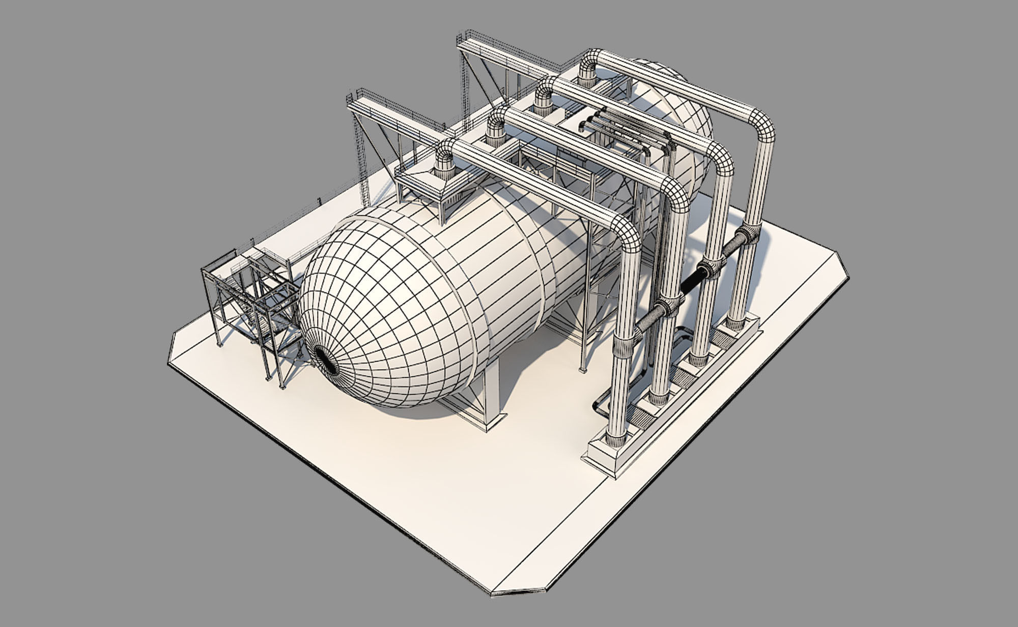Industrial Silo 04 Low-poly 3D model_9
