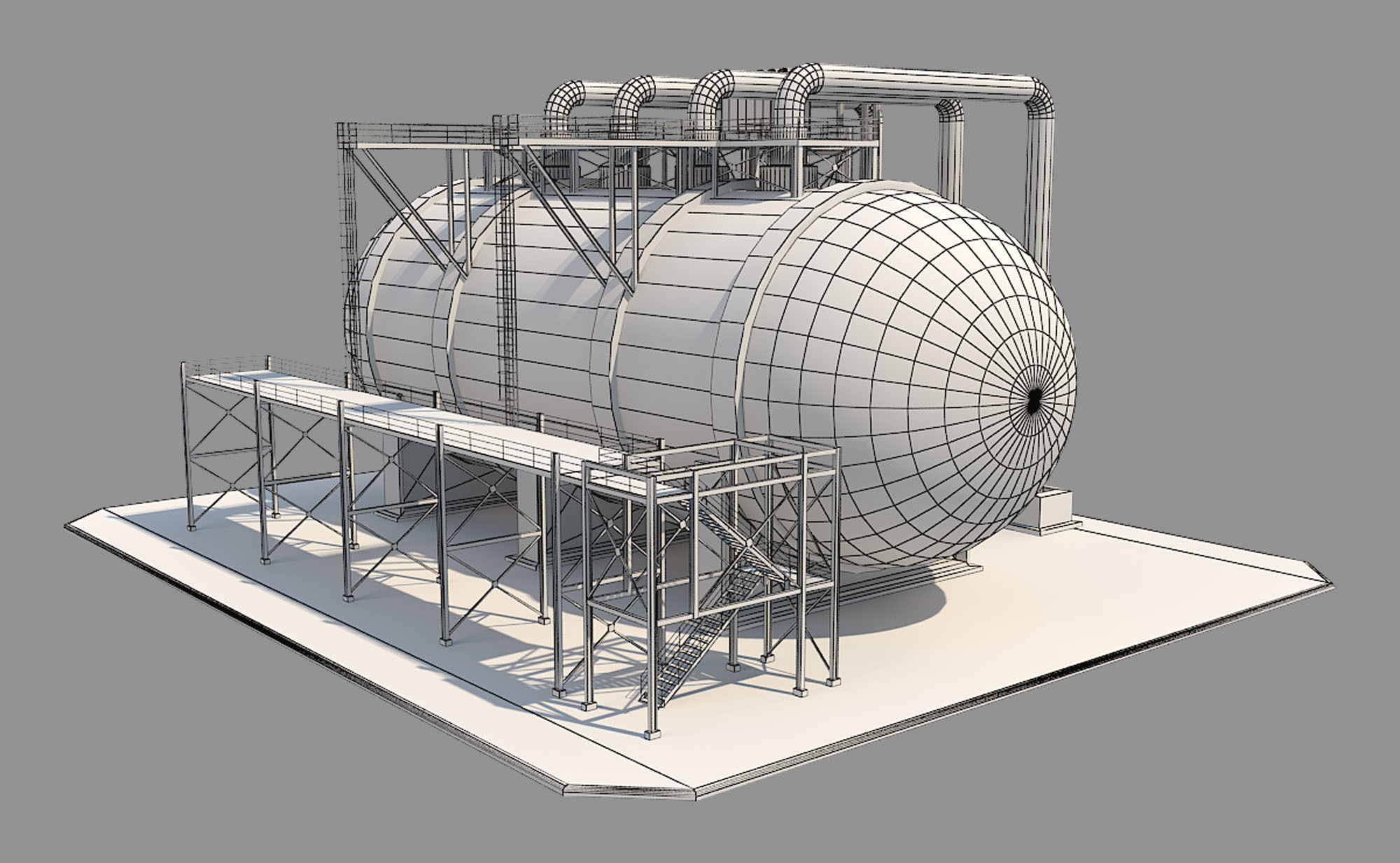 Industrial Silo 04 Low-poly 3D model_7