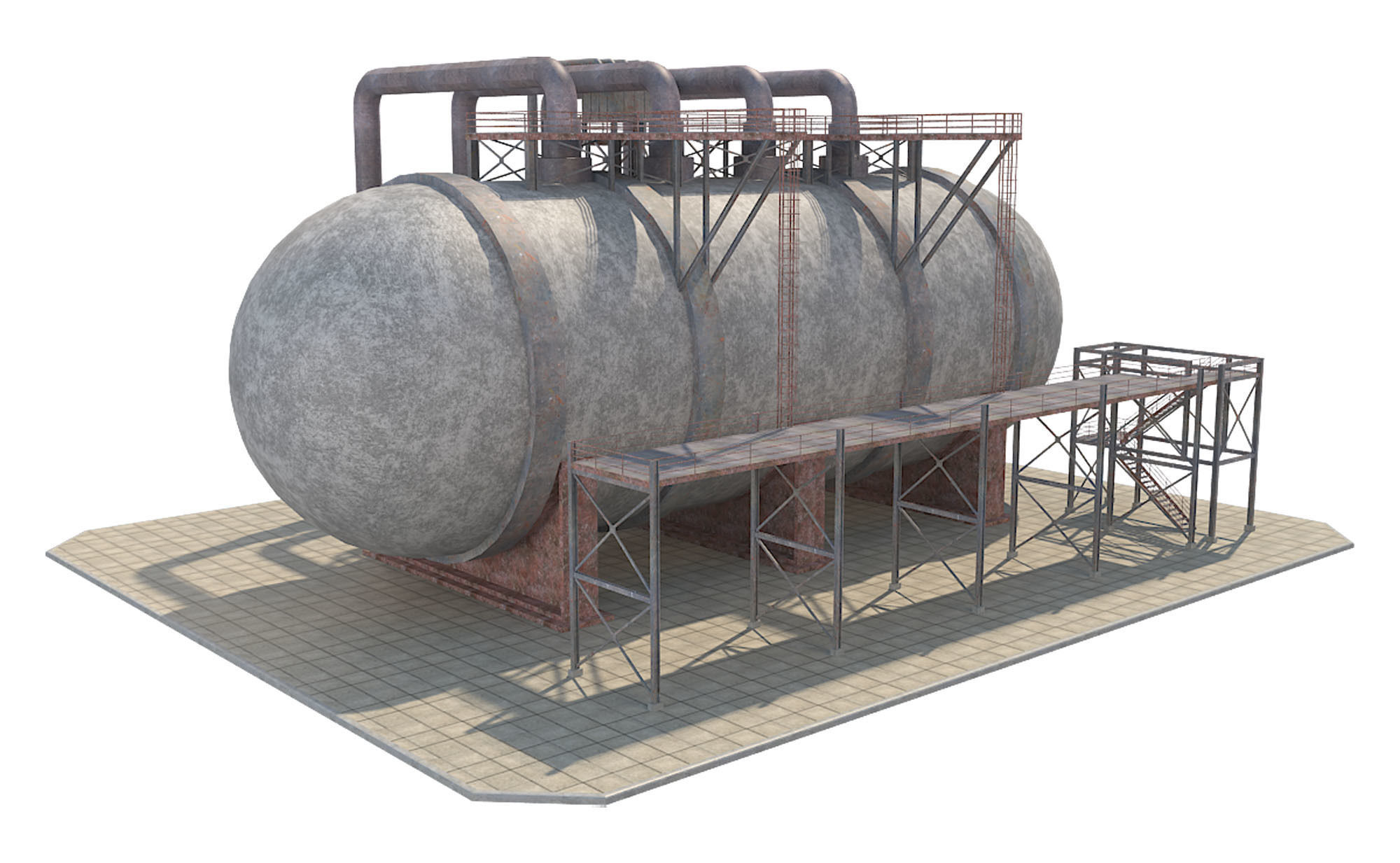 Industrial Silo 04 Low-poly 3D model_4