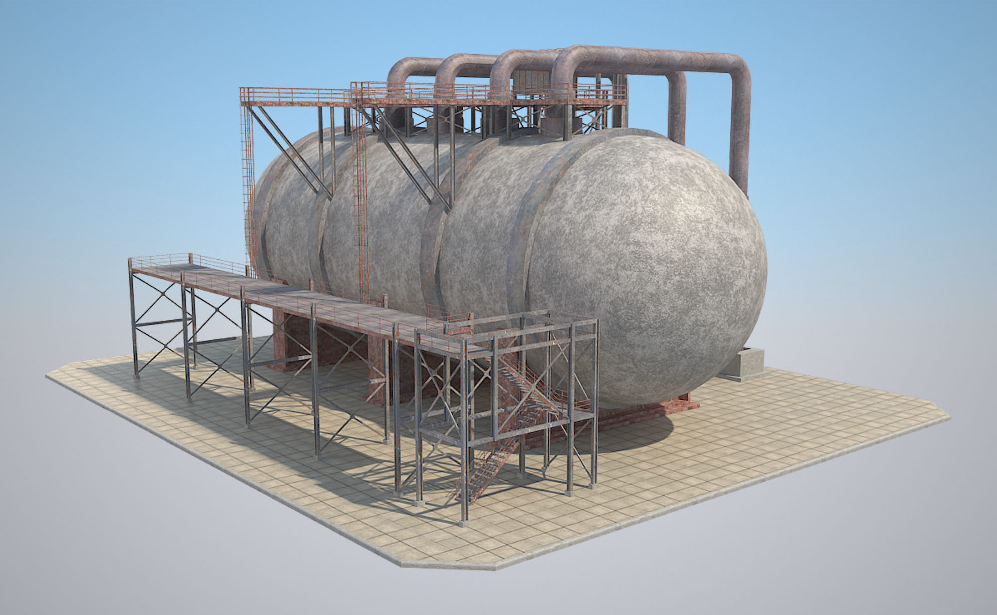 Industrial Silo 04 Low-poly 3D model_1