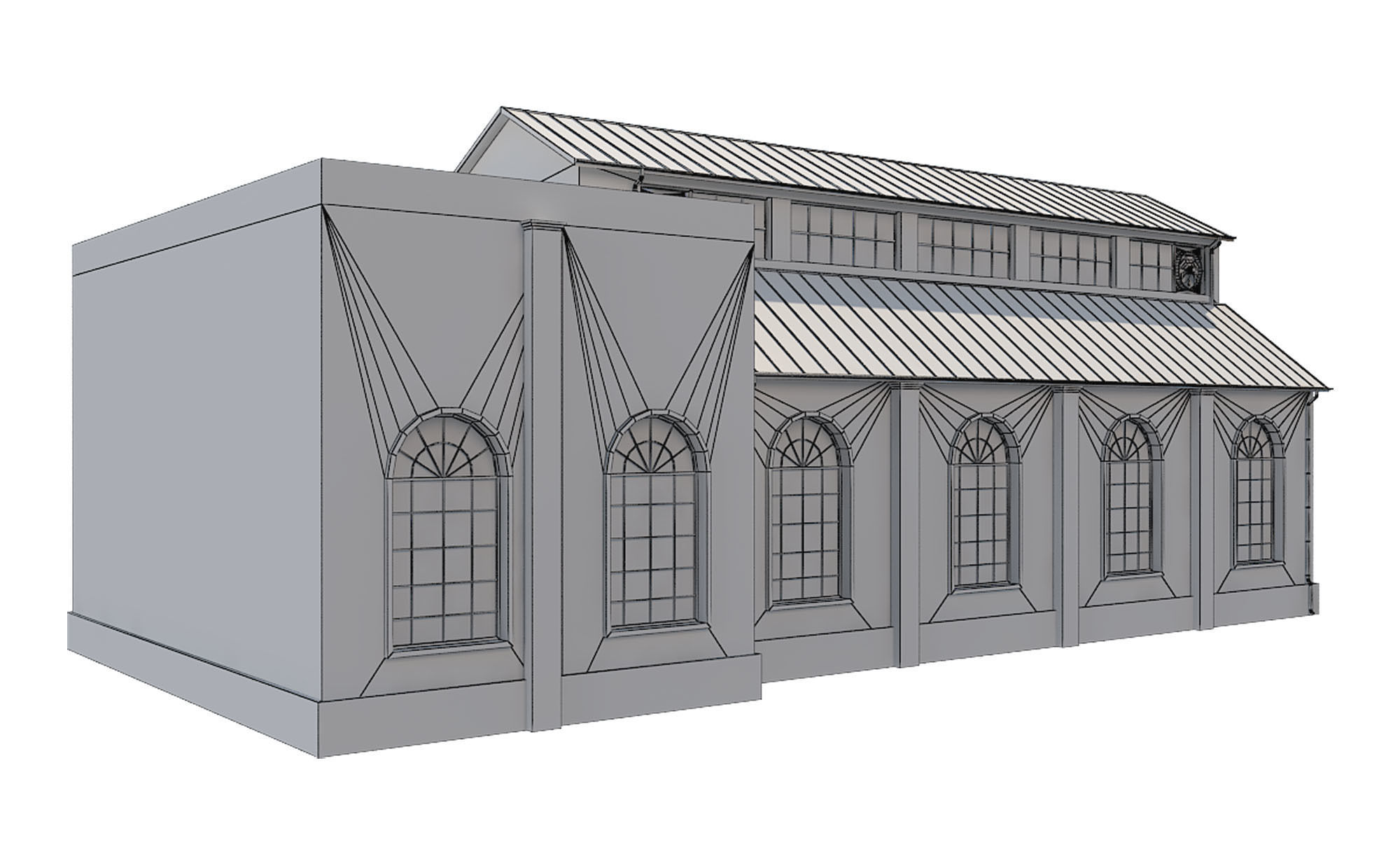 Warehouse 1 brick building Low-poly 3D model_10