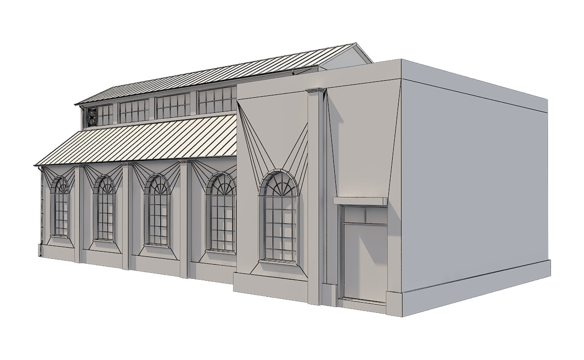 Warehouse 1 brick building Low-poly 3D model_9