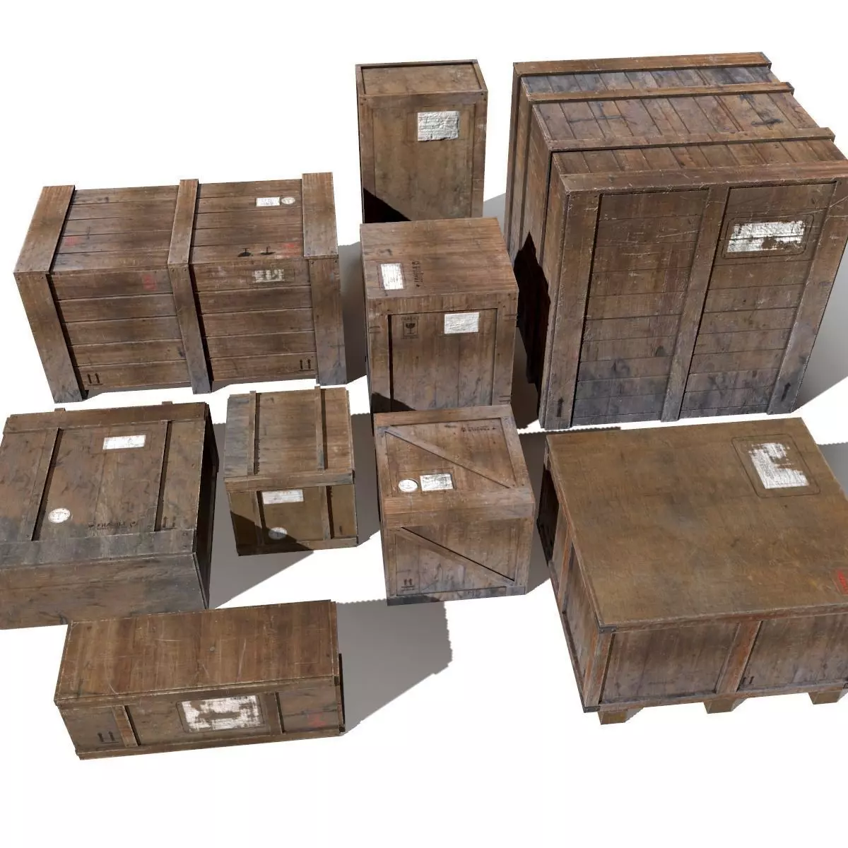 Transport crates Pack1 PBR Low-poly 3D model_0