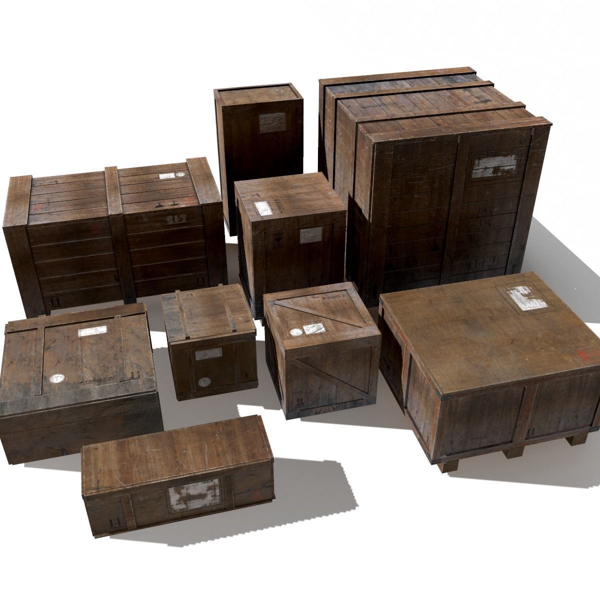 Transport crates Pack1 PBR Low-poly 3D model_1
