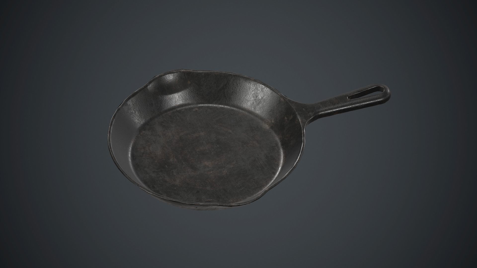 Cast Iron Frying Pan PBR Game Ready Low-poly 3D model_1