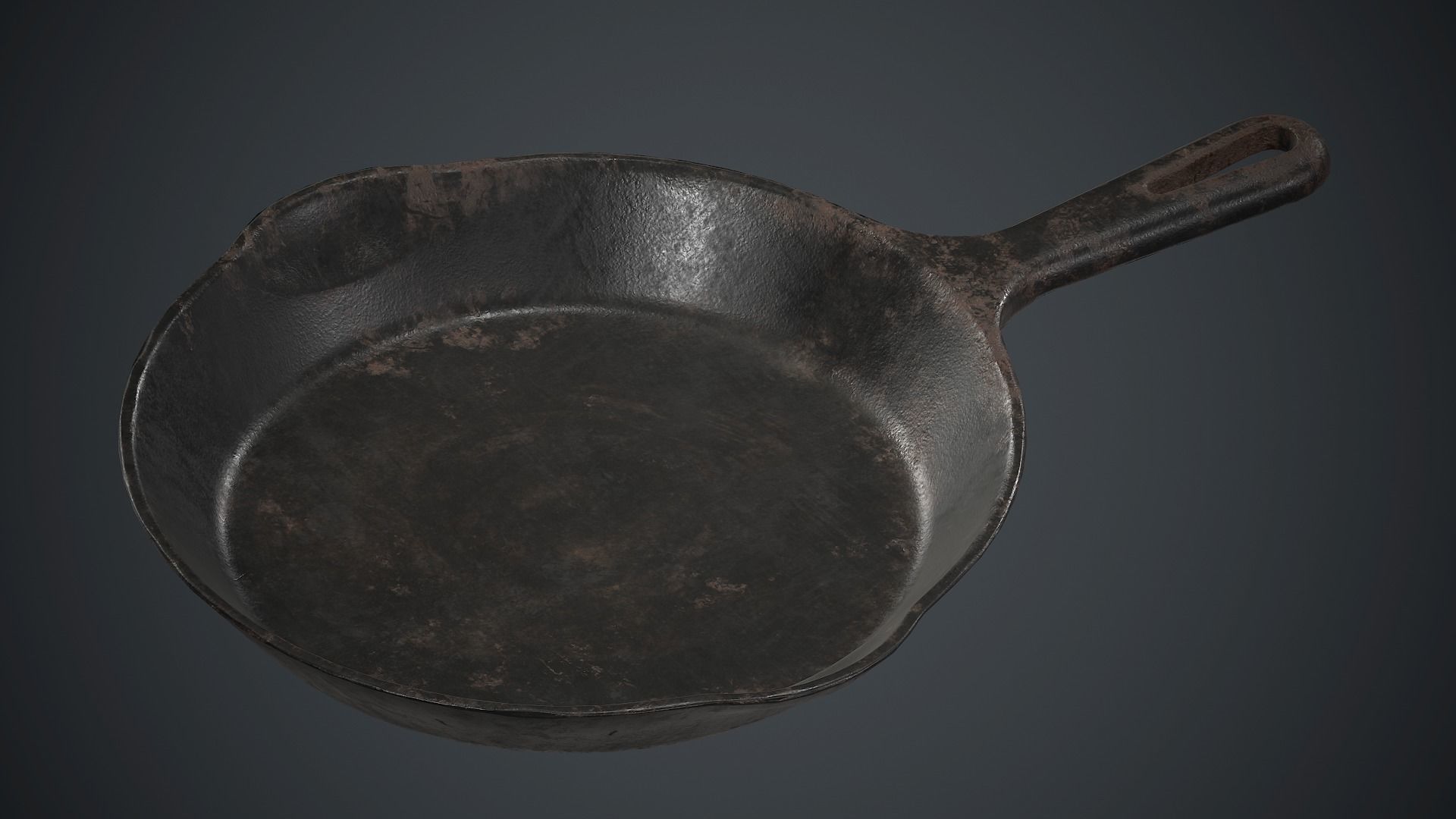 Cast Iron Frying Pan PBR Game Ready Low-poly 3D model_3
