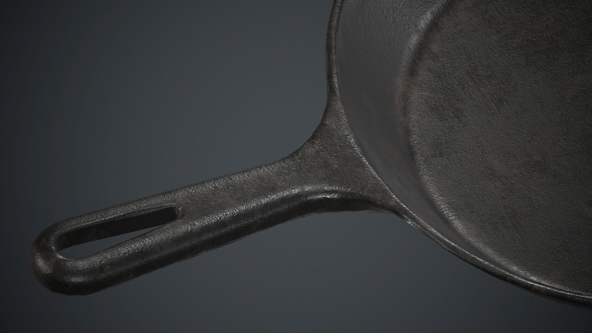 Cast Iron Frying Pan PBR Game Ready Low-poly 3D model_7