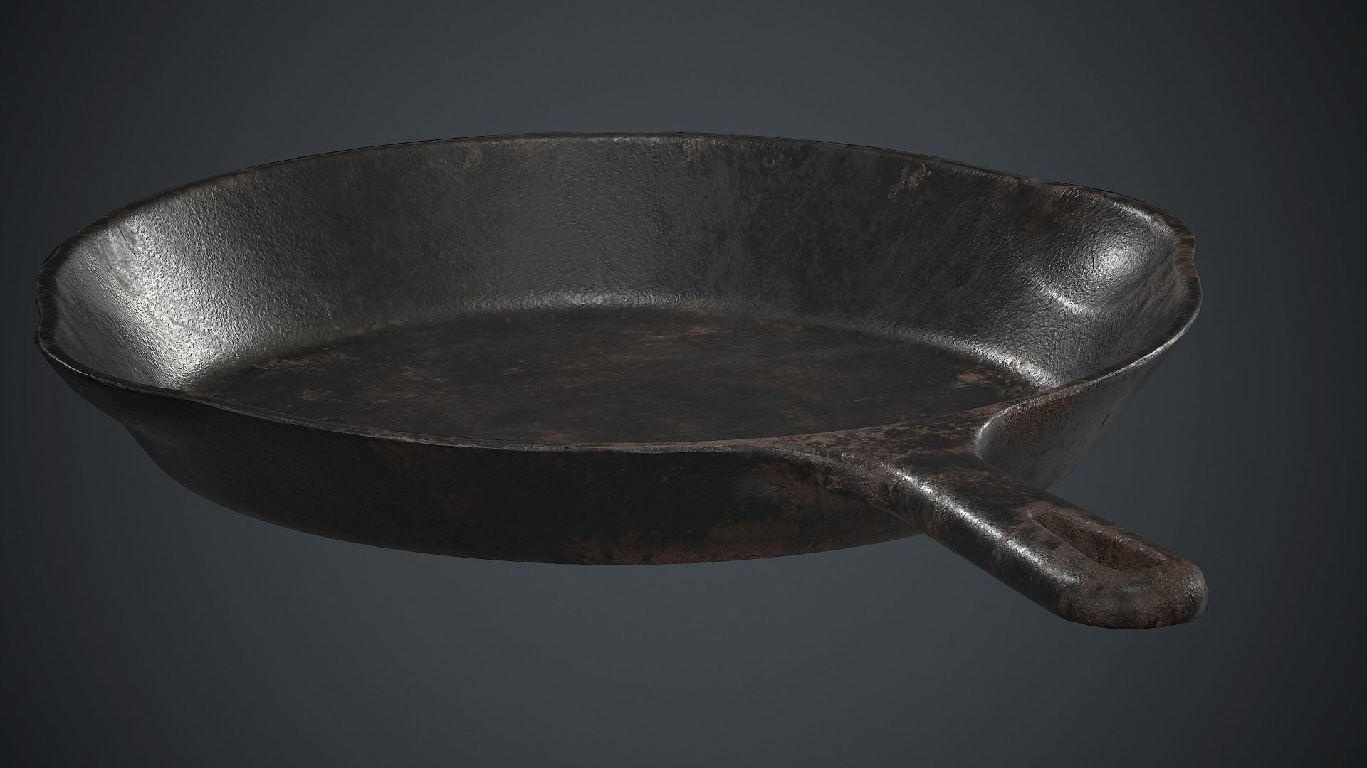Cast Iron Frying Pan PBR Game Ready Low-poly 3D model_13