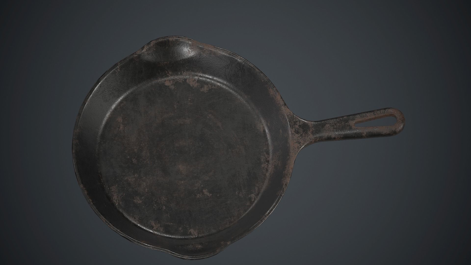 Cast Iron Frying Pan PBR Game Ready Low-poly 3D model_11