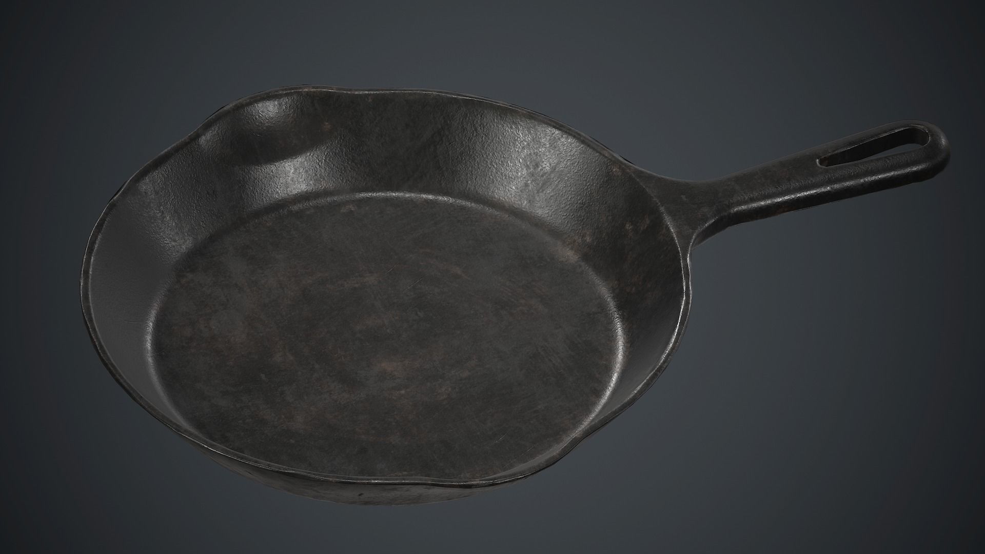 Cast Iron Frying Pan PBR Game Ready Low-poly 3D model_2