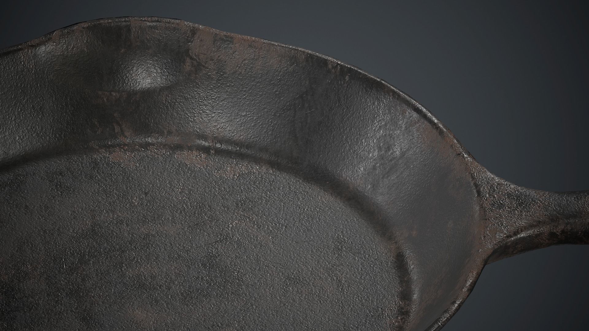 Cast Iron Frying Pan PBR Game Ready Low-poly 3D model_10