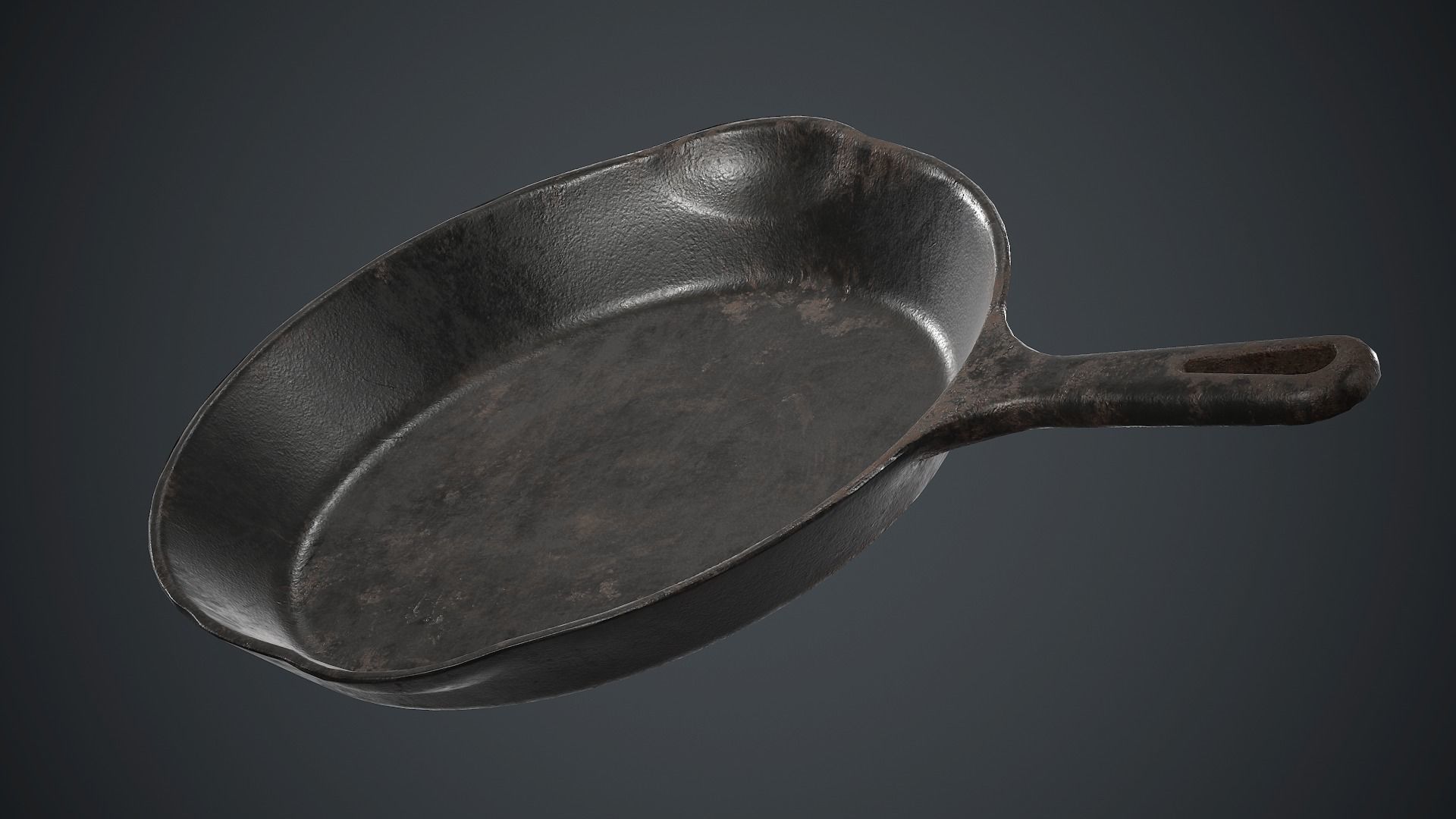Cast Iron Frying Pan PBR Game Ready Low-poly 3D model_14