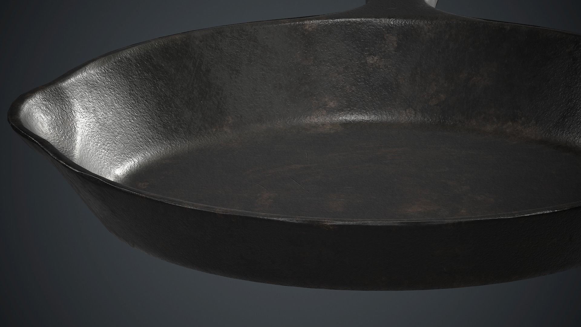 Cast Iron Frying Pan PBR Game Ready Low-poly 3D model_9