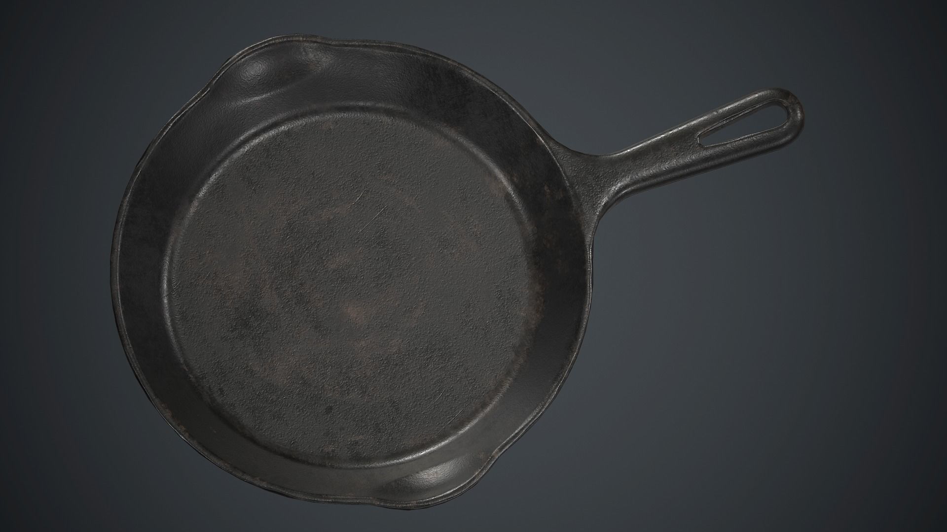 Cast Iron Frying Pan PBR Game Ready Low-poly 3D model_5