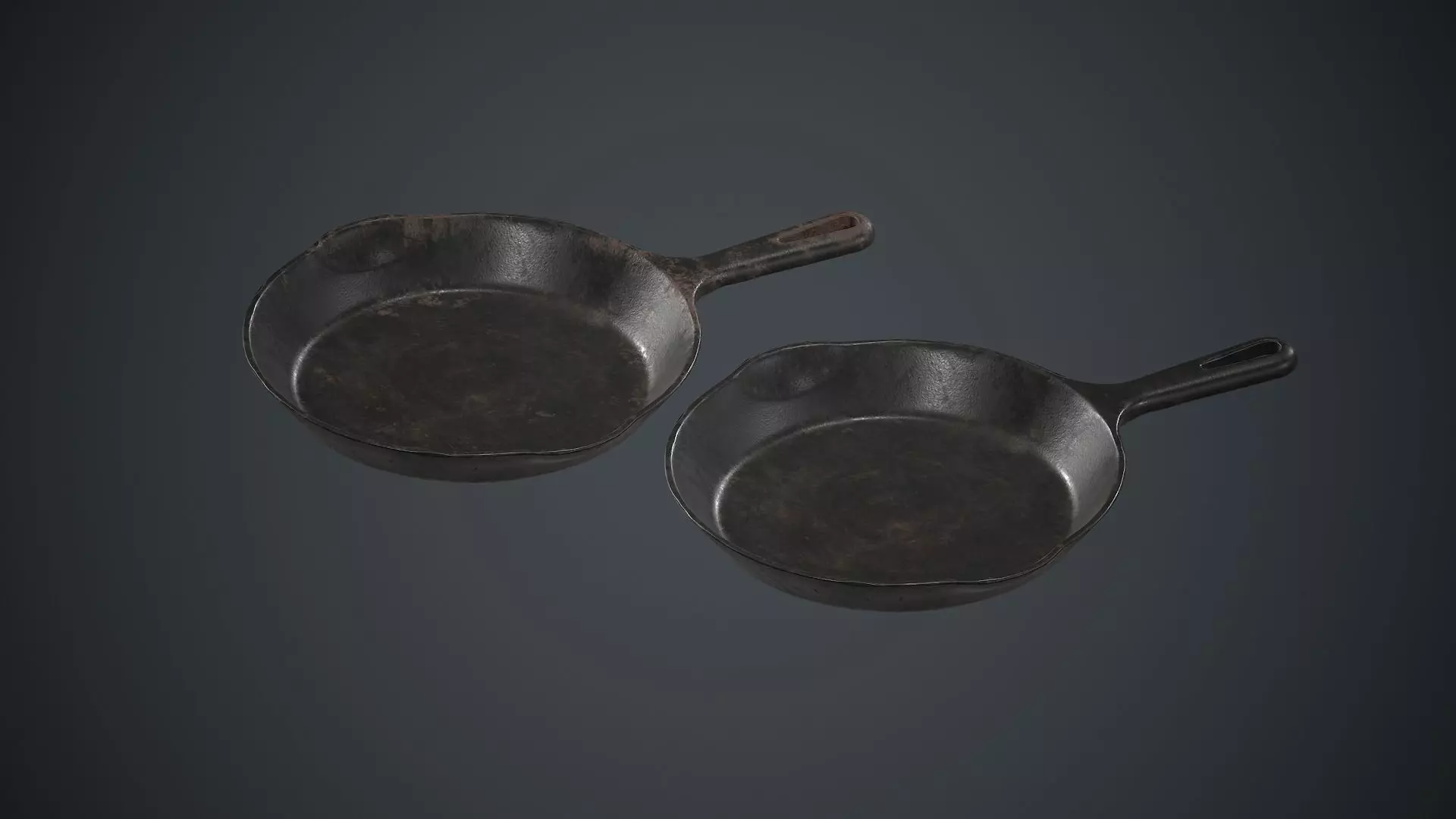 Cast Iron Frying Pan PBR Game Ready Low-poly 3D model_0