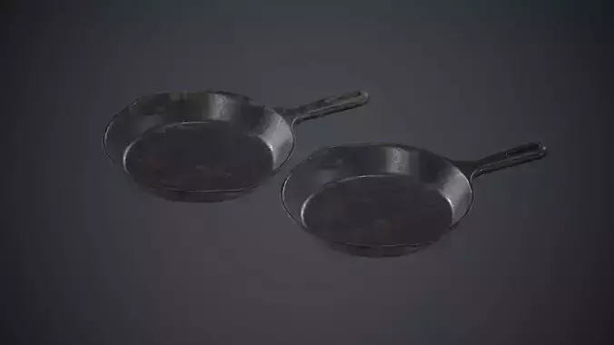 Cast Iron Frying Pan PBR Game Ready Low-poly 3D model