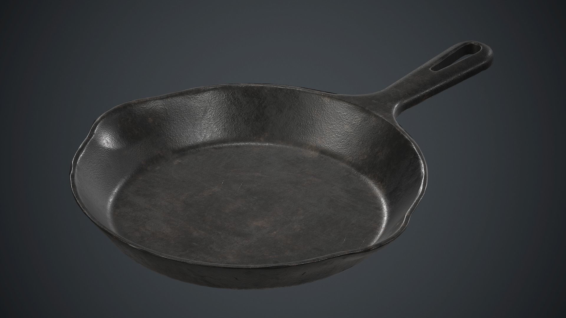 Cast Iron Frying Pan PBR Game Ready Low-poly 3D model_4