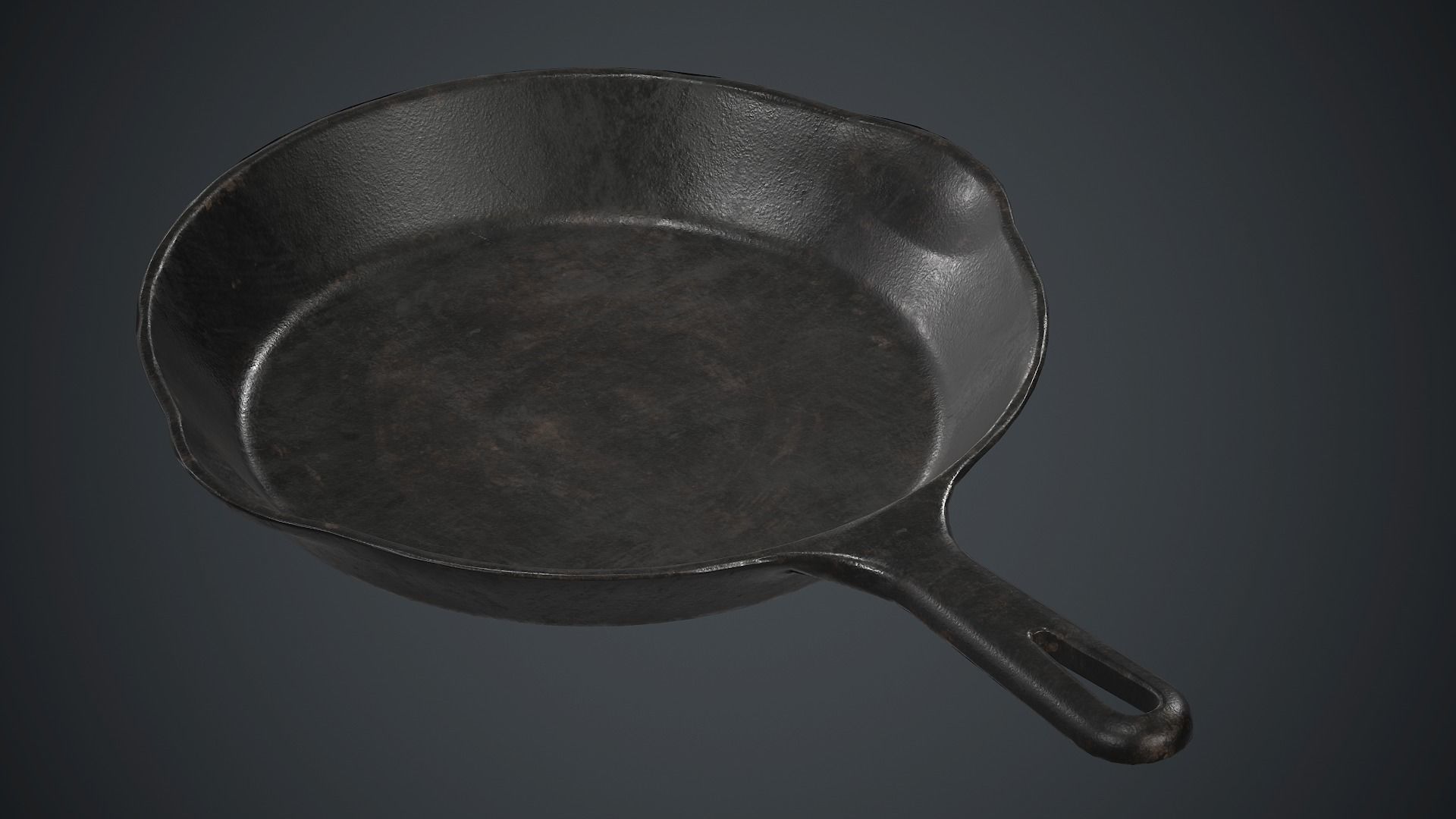 Cast Iron Frying Pan PBR Game Ready Low-poly 3D model_6