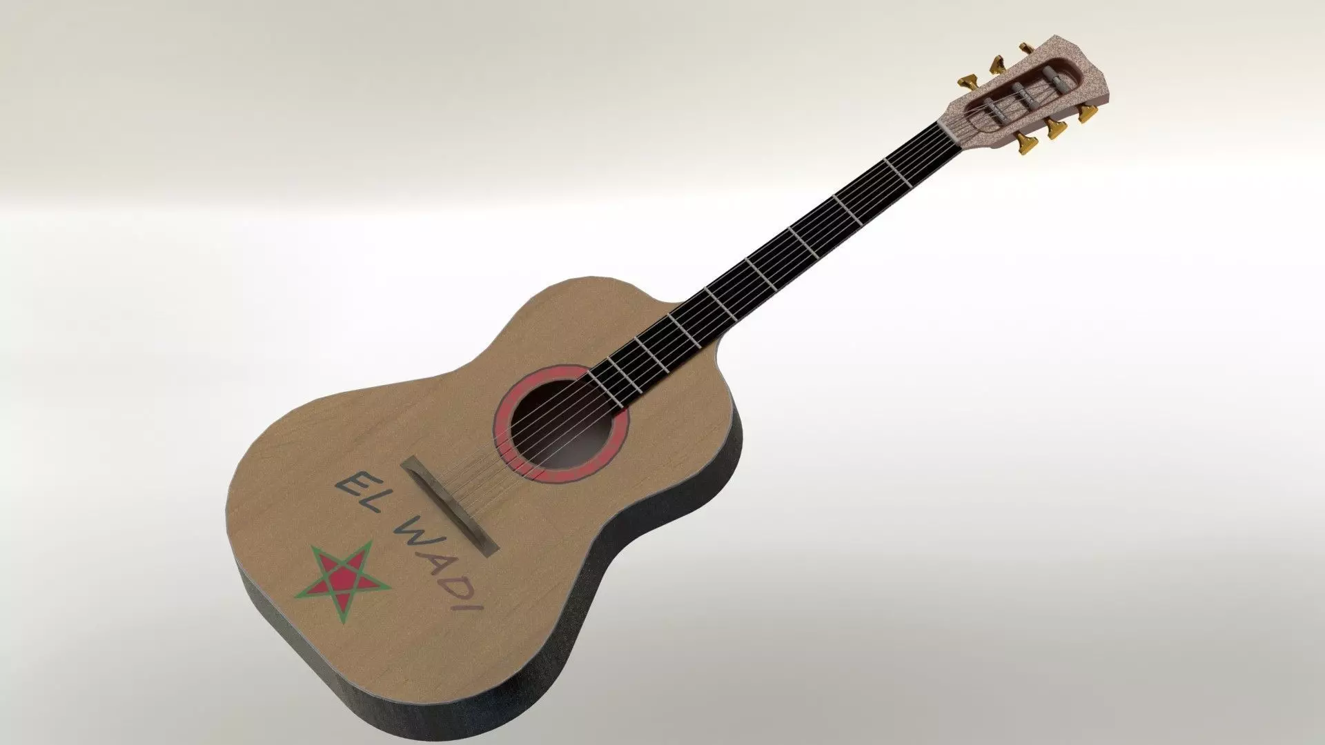guitar acoustic with star Free 3D model