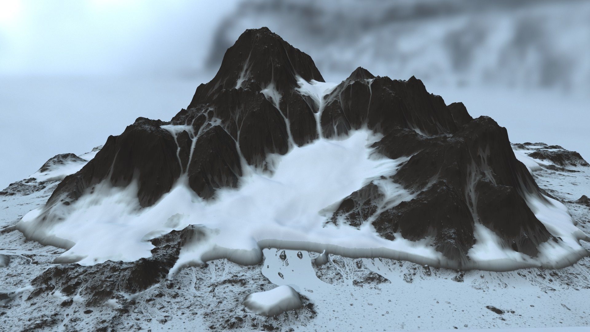 snow mountain   Low-poly 3D model_2