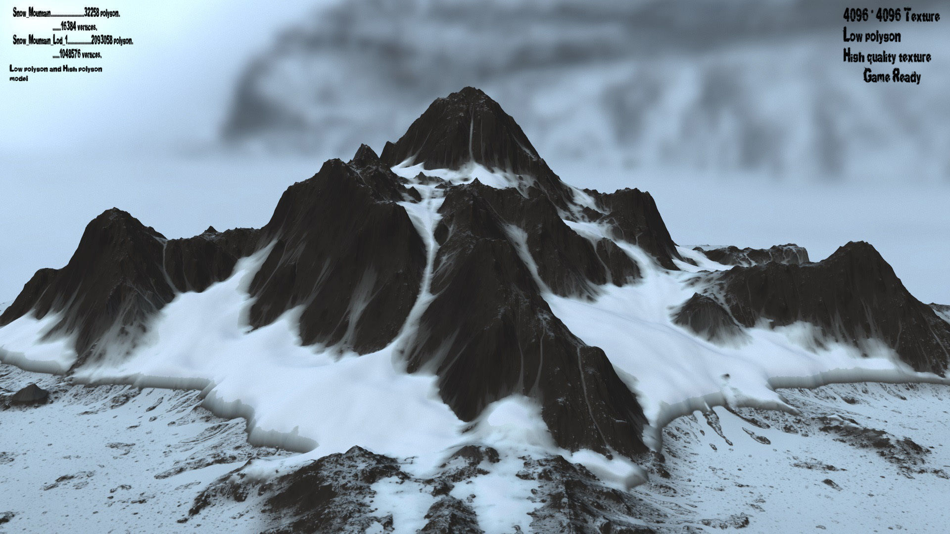 snow mountain   Low-poly 3D model_1