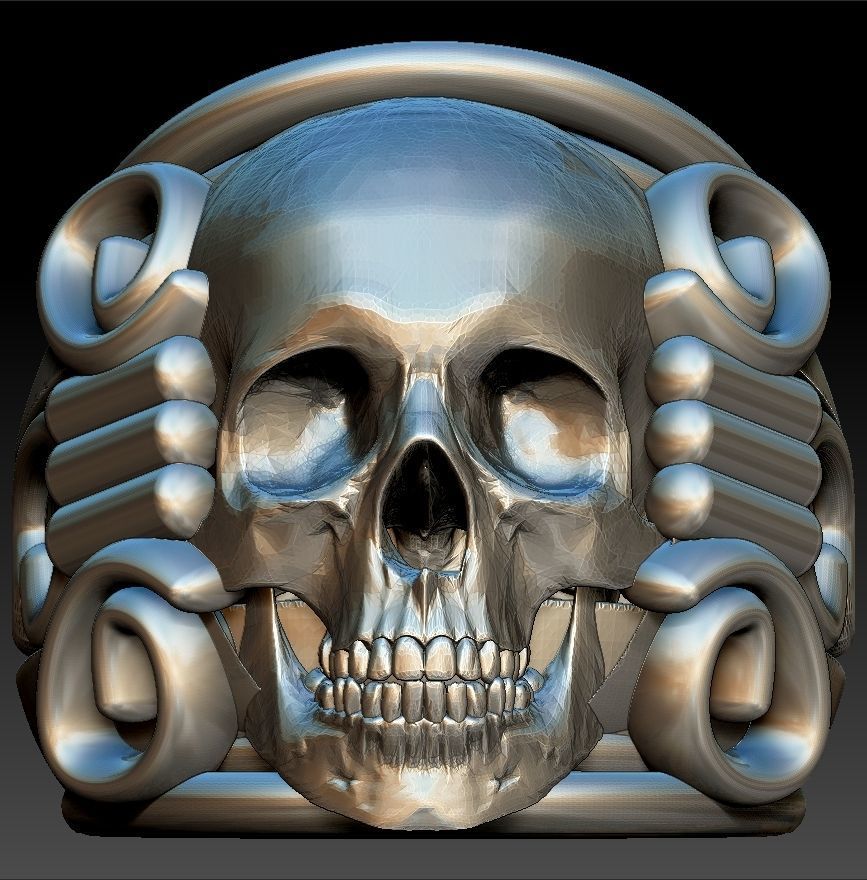 Skull ring 3D print model_3