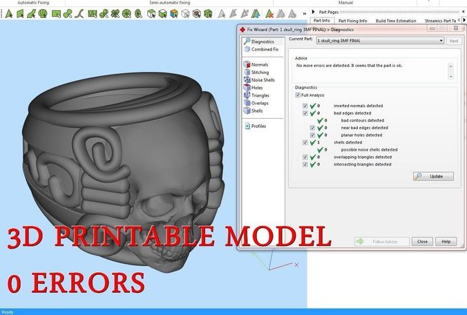 Skull ring 3D print model