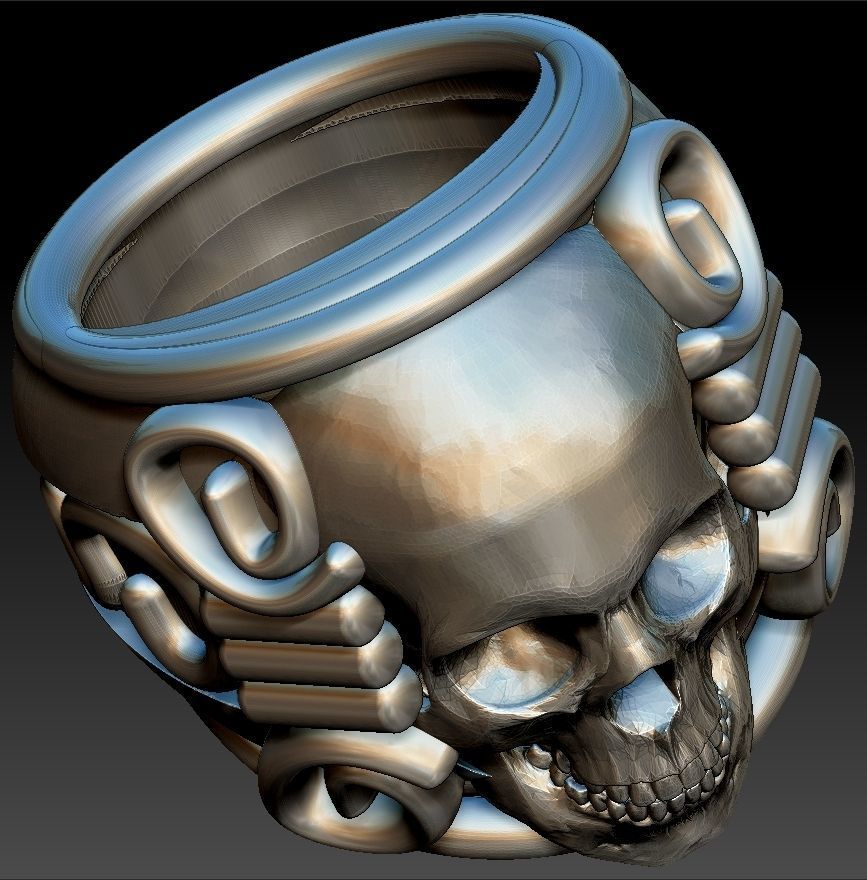 Skull ring 3D print model_4