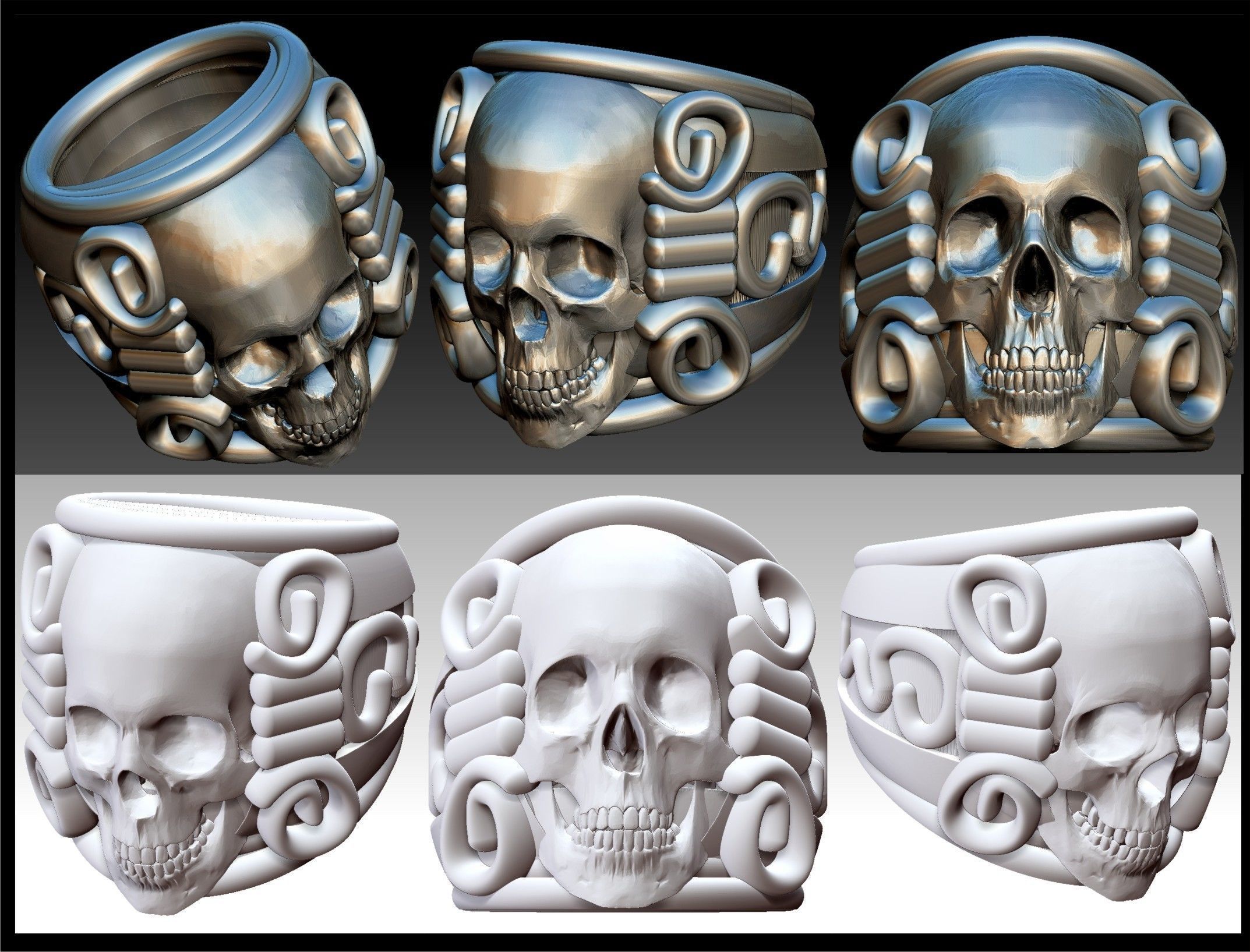 Skull ring 3D print model_2