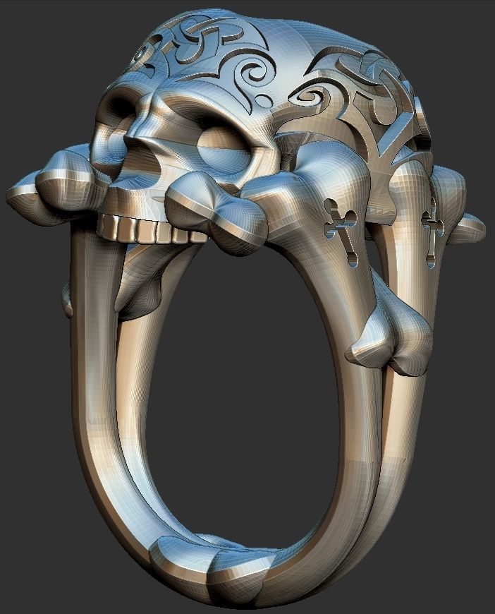 Skull ring 3D print model_3