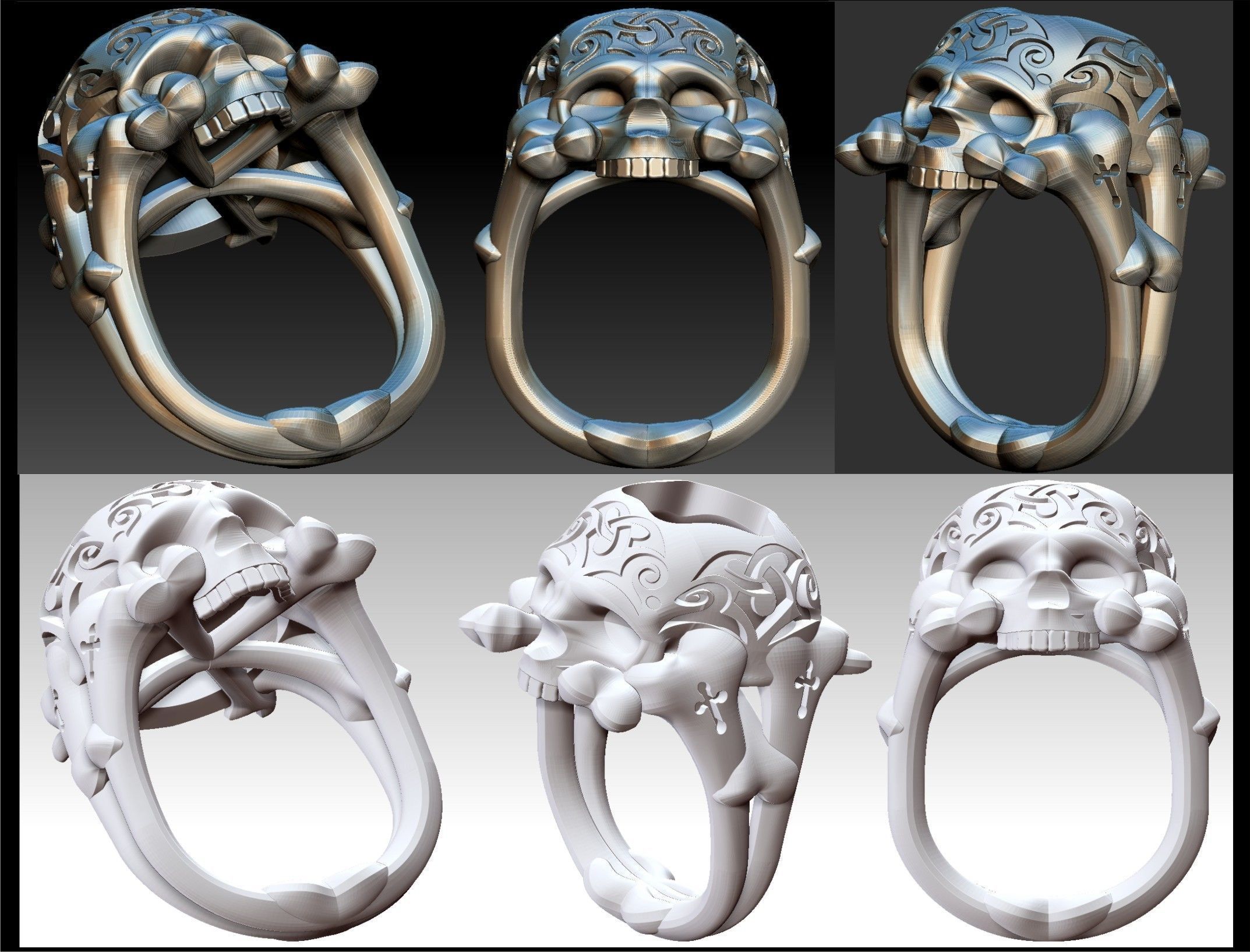 Skull ring 3D print model_2
