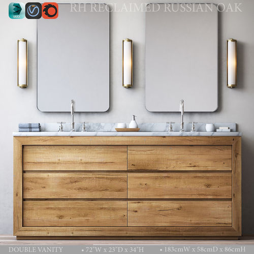 RECLAIMED RUSSIAN OAK DOUBLE VANITY 3D model