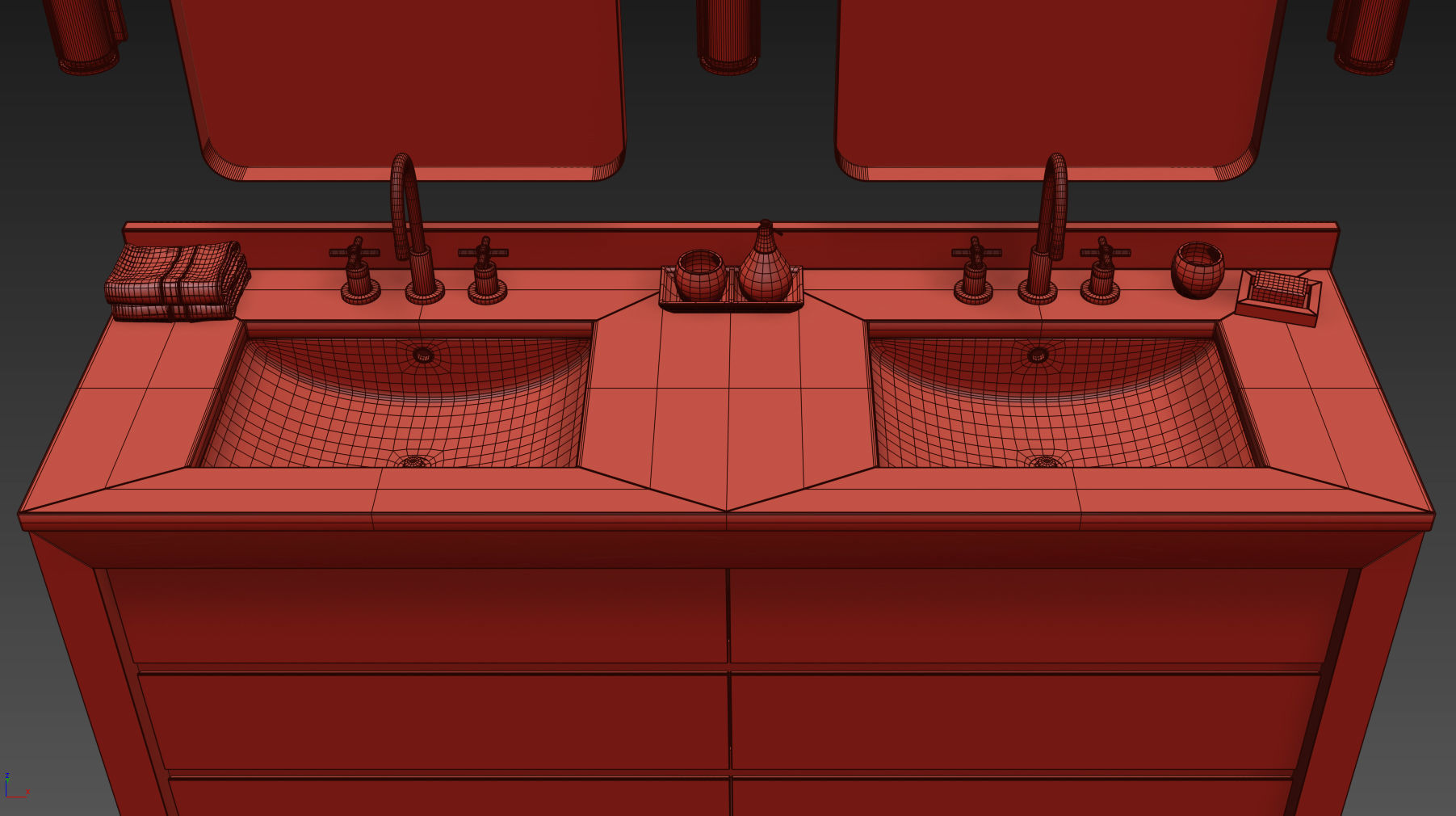 RECLAIMED RUSSIAN OAK DOUBLE VANITY 3D model_6