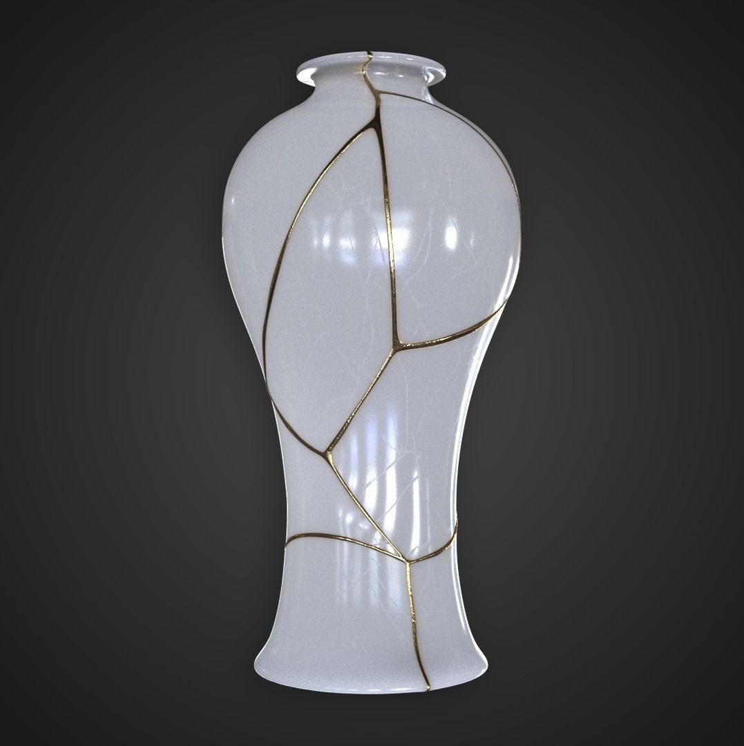 Japanese Vase with Gold Free 3D model_1