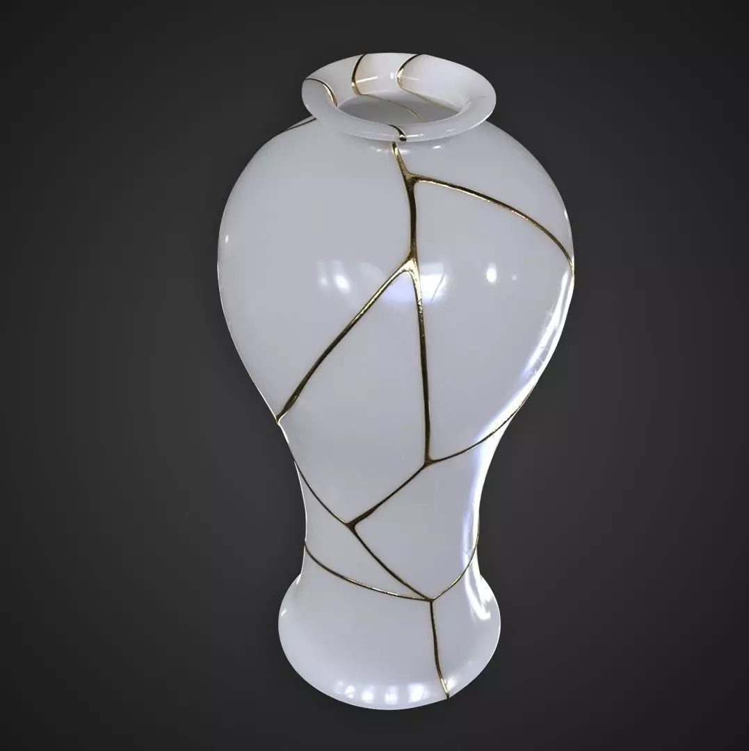Japanese Vase with Gold Free 3D model_0