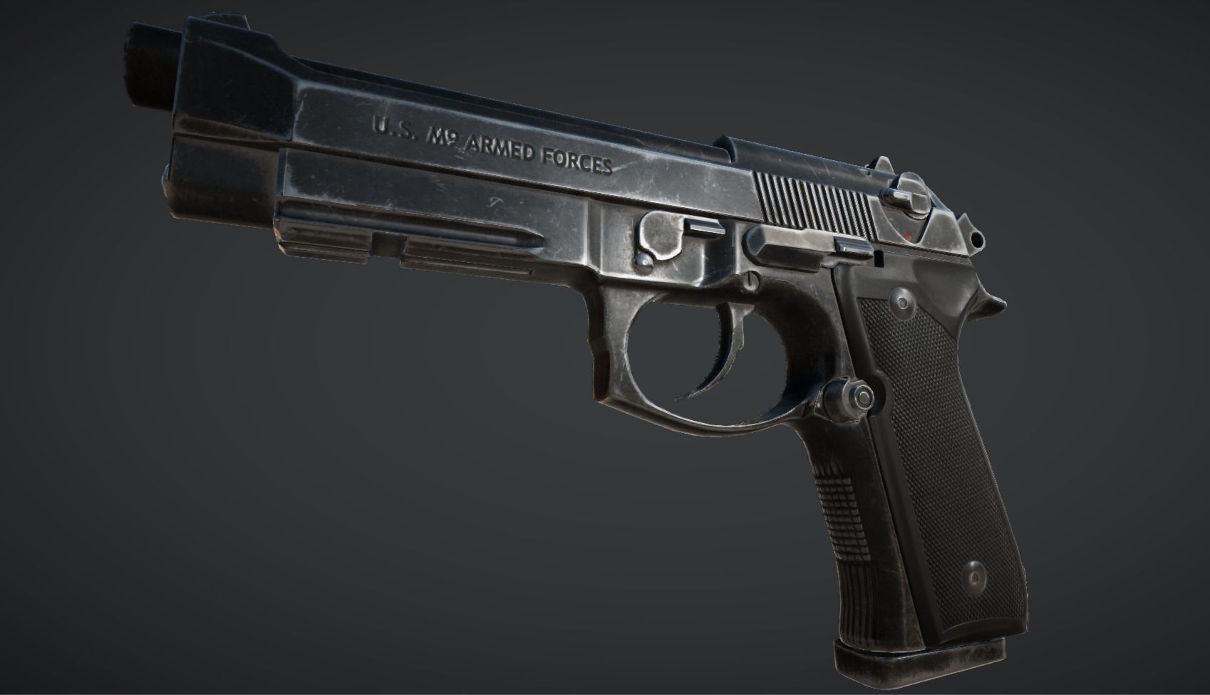 Animated M9 Beretta Gun Low-poly 3D model_2