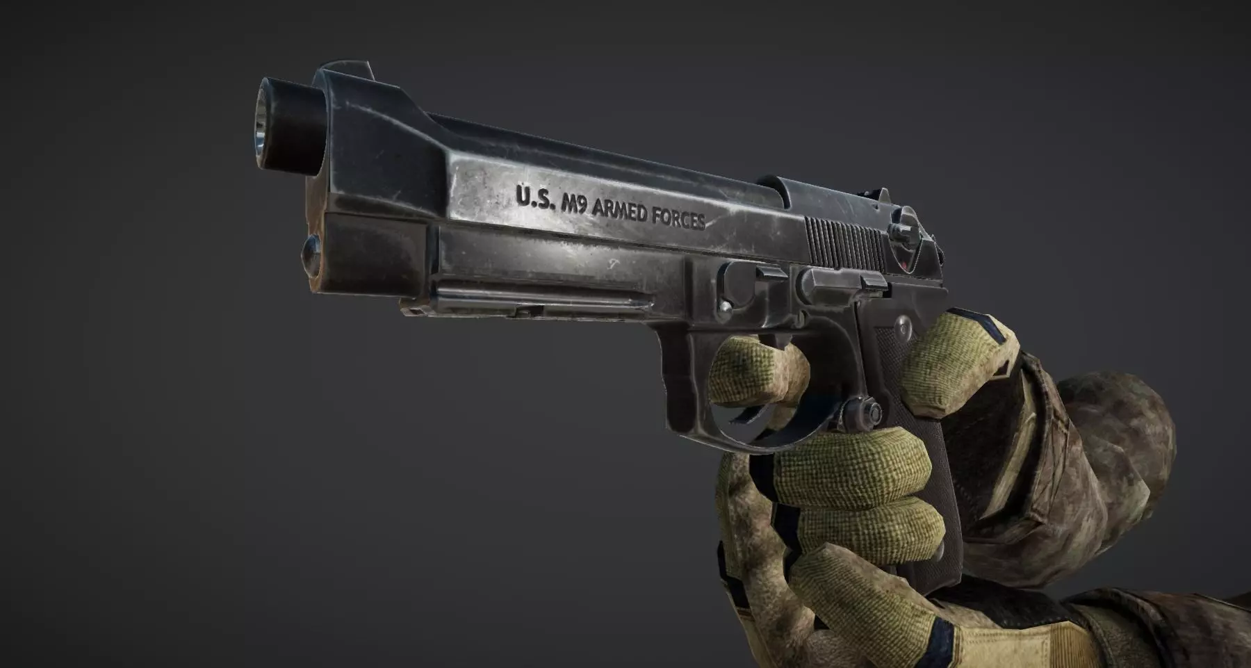 Animated M9 Beretta Gun Low-poly 3D model