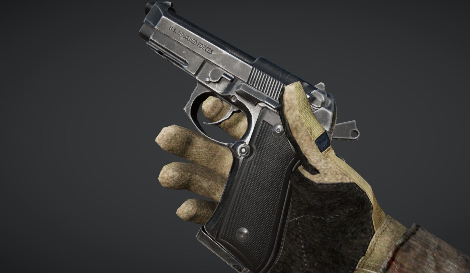 Animated M9 Beretta Gun Low-poly 3D model_6
