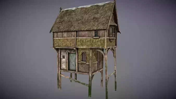 Medieval lake village - House 1 Low-poly 3D model