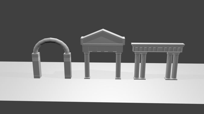 3 Greek Ancient Architecture Base Mesh Free low-poly 3D model