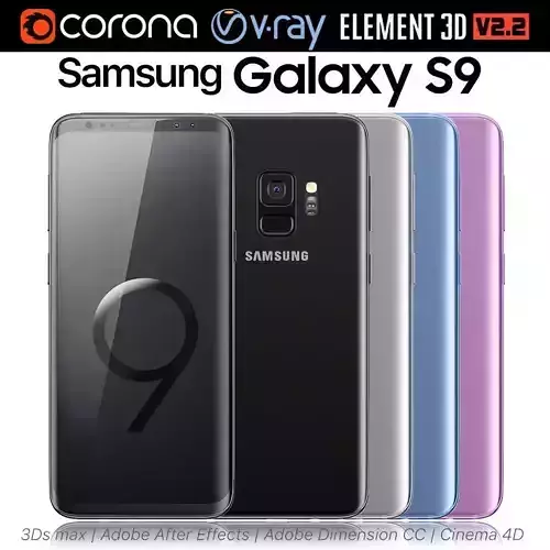 Samsung Galaxy S9 ALL Colors 3D model Samsung Galaxy S9 ALL Colors 3D model