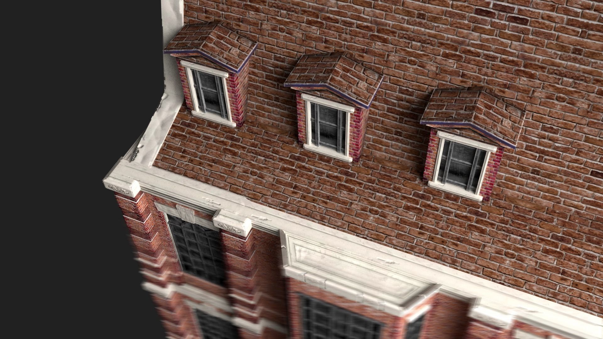 Victorian Brick Building Kit Low-poly 3D model_1