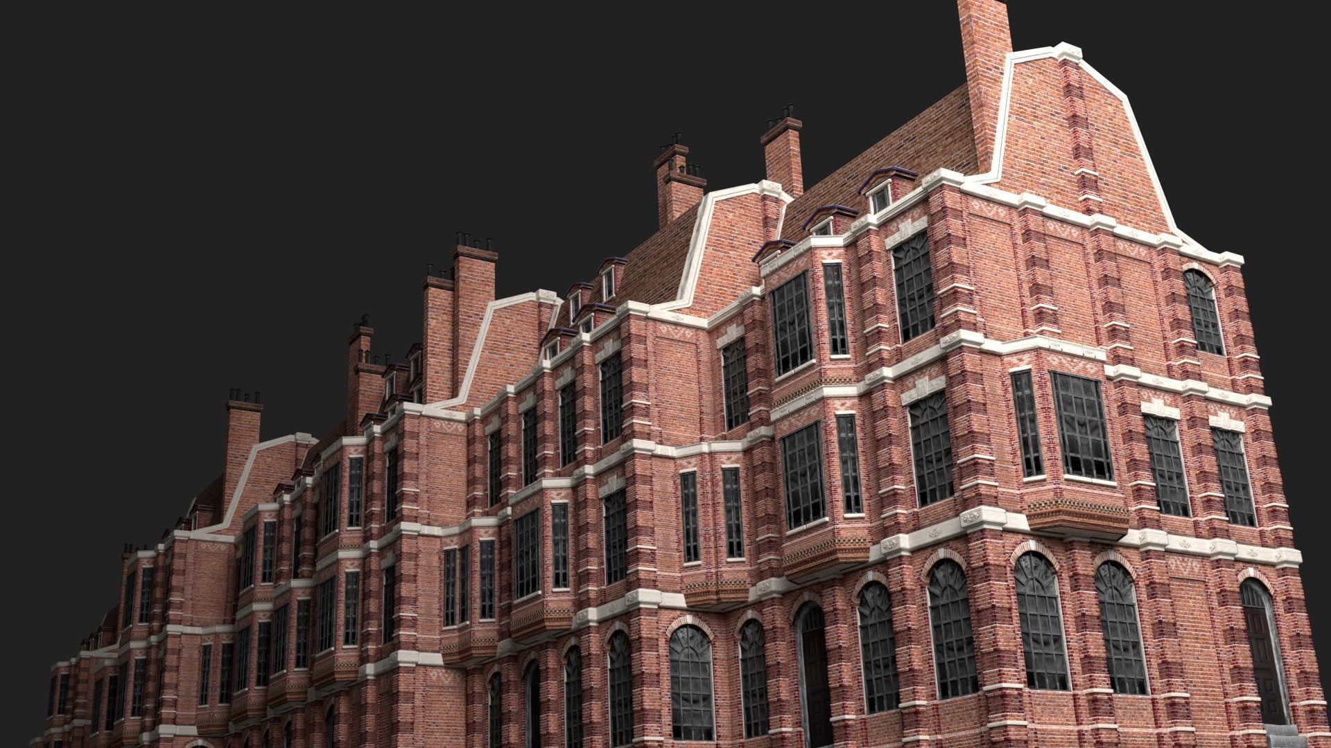 Victorian Brick Building Kit Low-poly 3D model_4