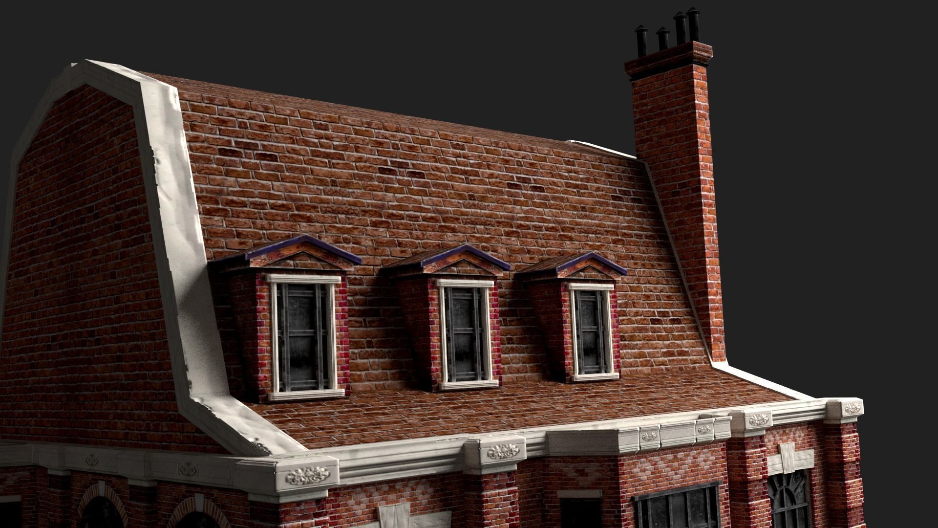 Victorian Brick Building Kit Low-poly 3D model_3