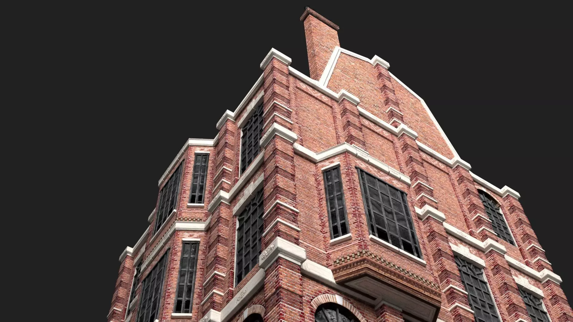 Victorian Brick Building Kit Low-poly 3D model_0