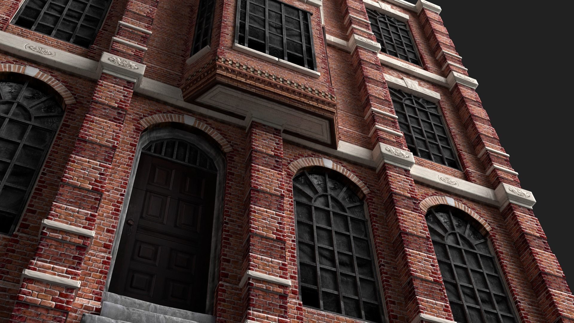 Victorian Brick Building Kit Low-poly 3D model_5