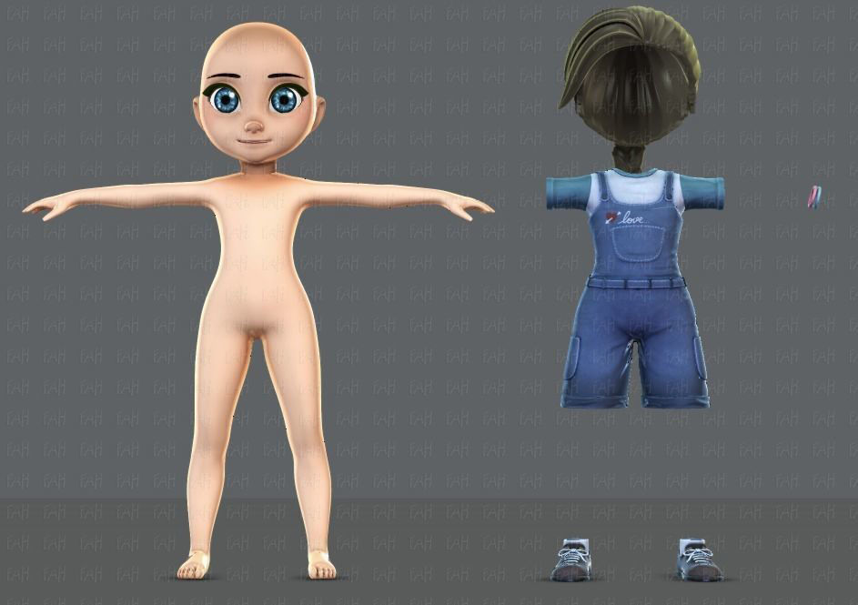 Girl 3D model V01 3D model_1
