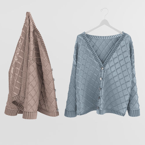 sweater on a hanger and on a hook 3D model