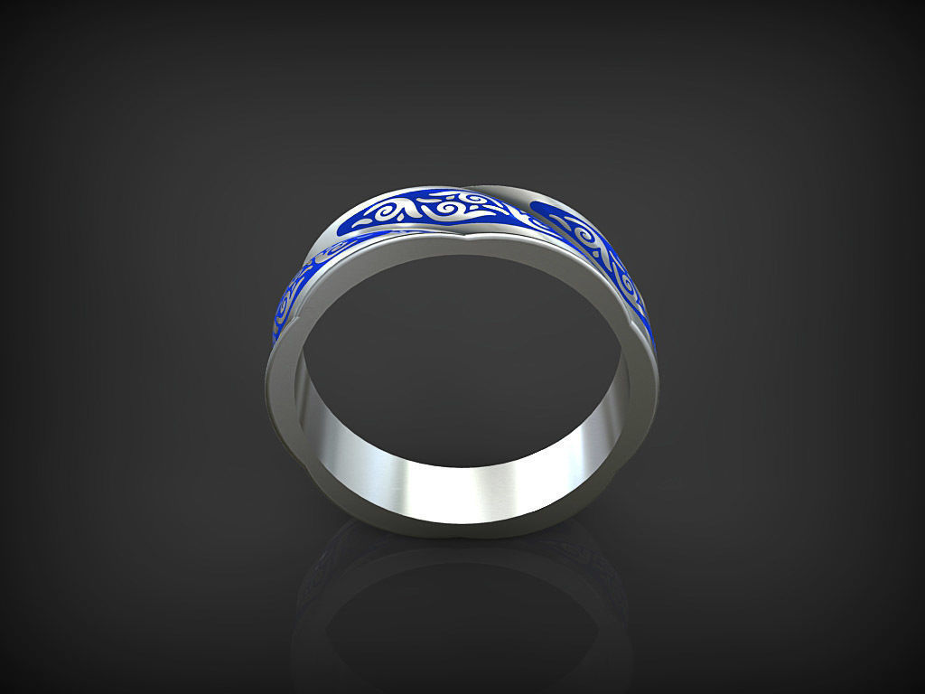 Rope Ring with ornament 3D print model_1